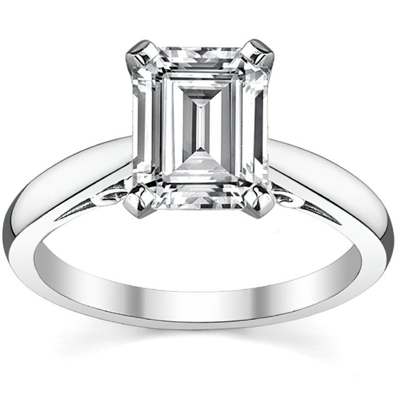 Scroll Accented Moissanite Solitaire Ring