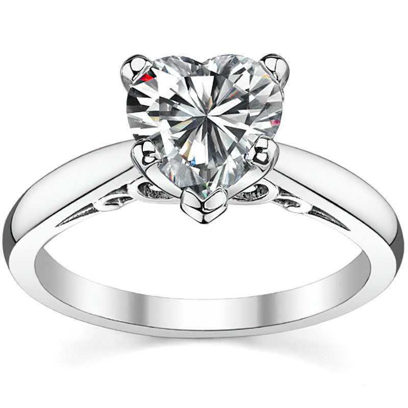 Scroll Accented Moissanite Solitaire Ring