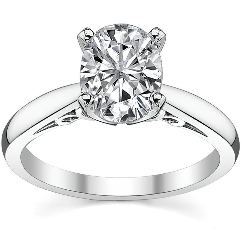 Scroll Accented Moissanite Solitaire Ring