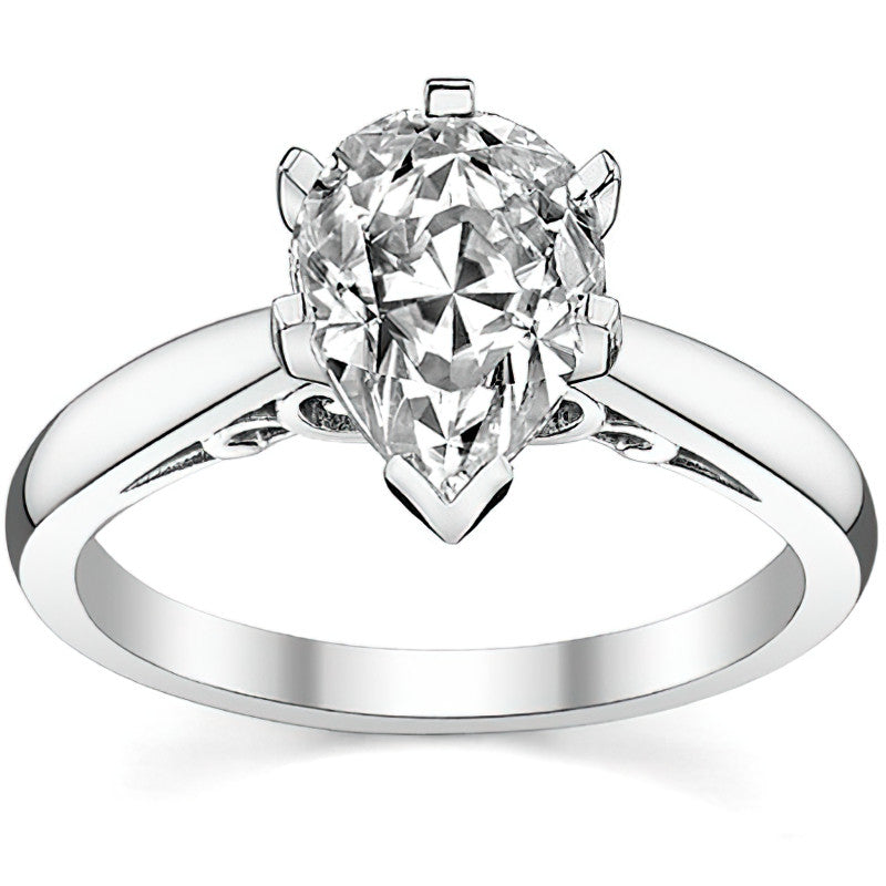 Scroll Accented Moissanite Solitaire Ring