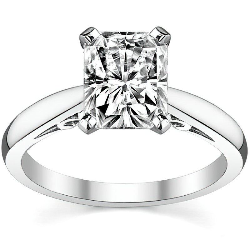 Scroll Accented Moissanite Solitaire Ring