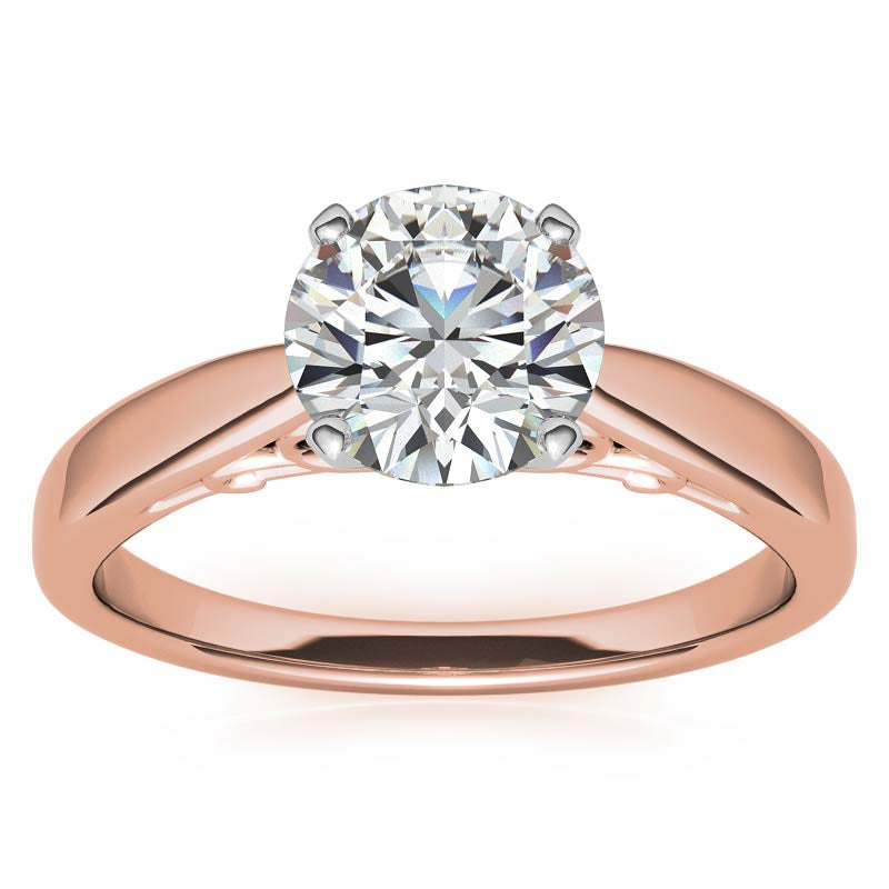 Scroll Accented Moissanite Solitaire Ring