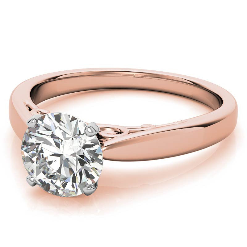 Scroll Accented Moissanite Solitaire Ring