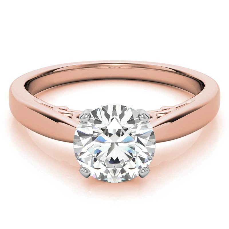 Scroll Accented Moissanite Solitaire Ring