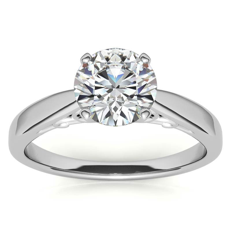 Scroll Accented Moissanite Solitaire Ring