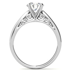 Scroll Accented Moissanite Solitaire Ring