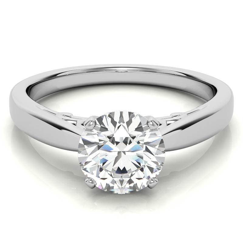 Scroll Accented Moissanite Solitaire Ring