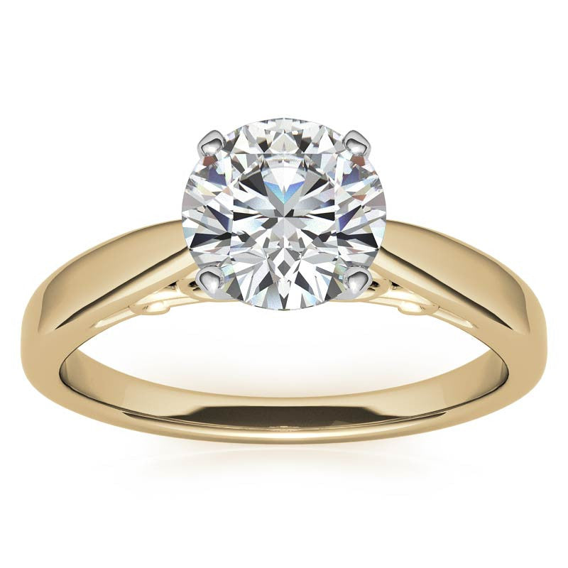 Scroll Accented Moissanite Solitaire Ring