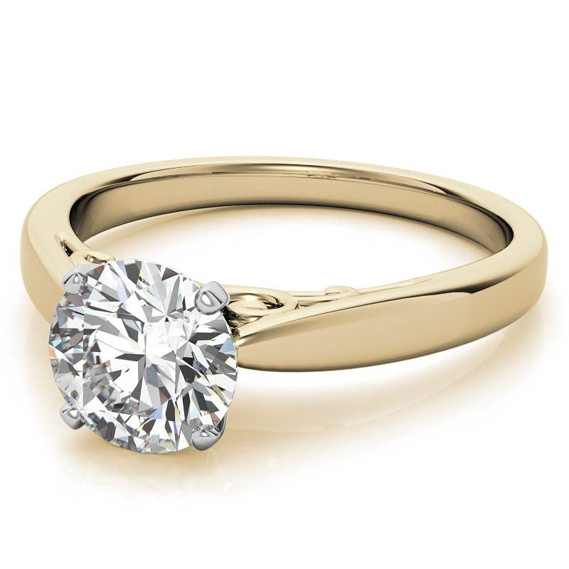 Scroll Accented Moissanite Solitaire Ring