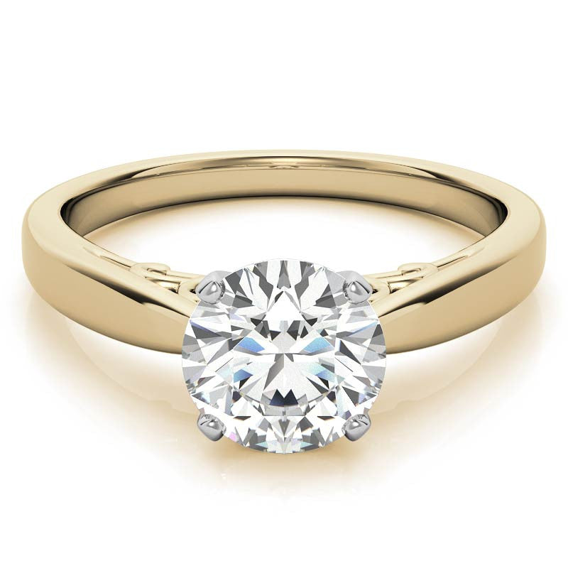Scroll Accented Moissanite Solitaire Ring