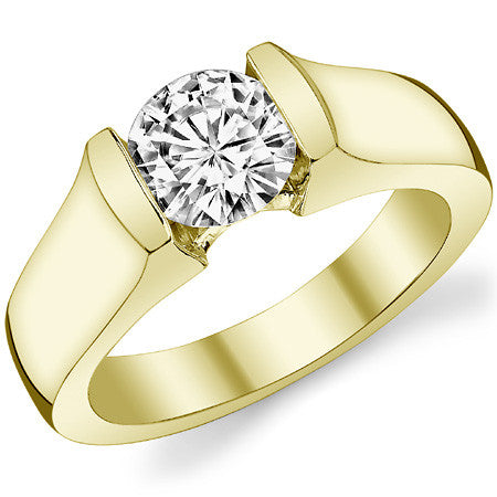 Round Brilliant Moissanite Channel Set Modern Solitaire Ring