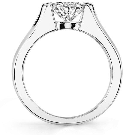 Round Brilliant Moissanite Channel Set Modern Solitaire Ring