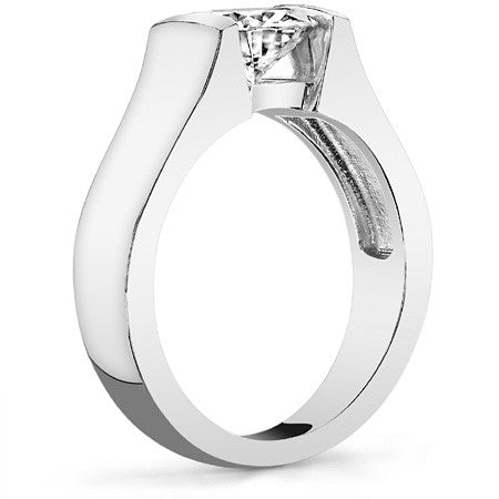 Round Brilliant Moissanite Channel Set Modern Solitaire Ring