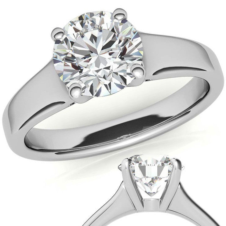 Round Brilliant Moissanite Designer Inspired Low-Set Solitaire Ring
