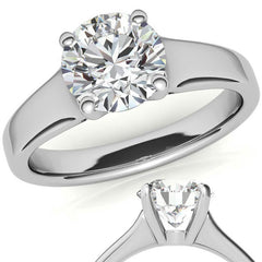 Round Brilliant Moissanite Designer Inspired Low-Set Solitaire Ring