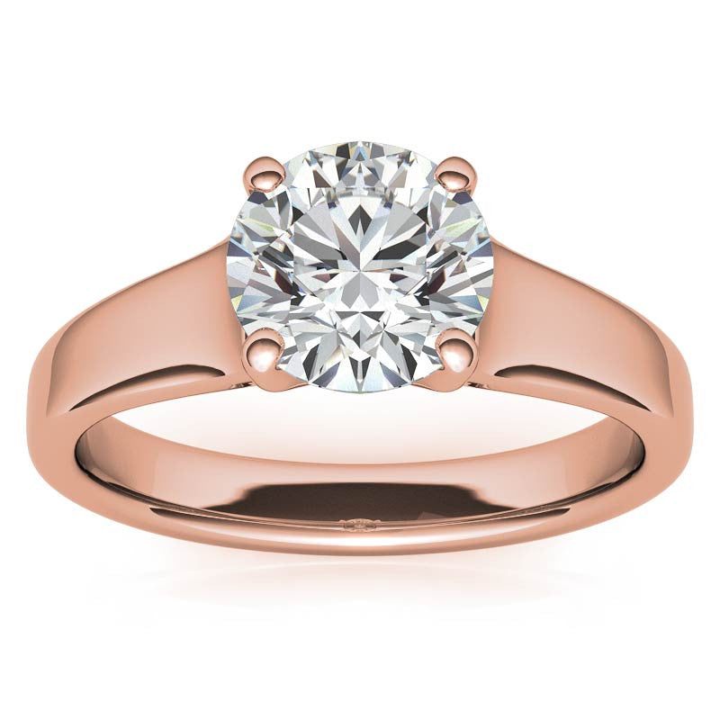 Round Brilliant Moissanite Designer Inspired Low-Set Solitaire Ring