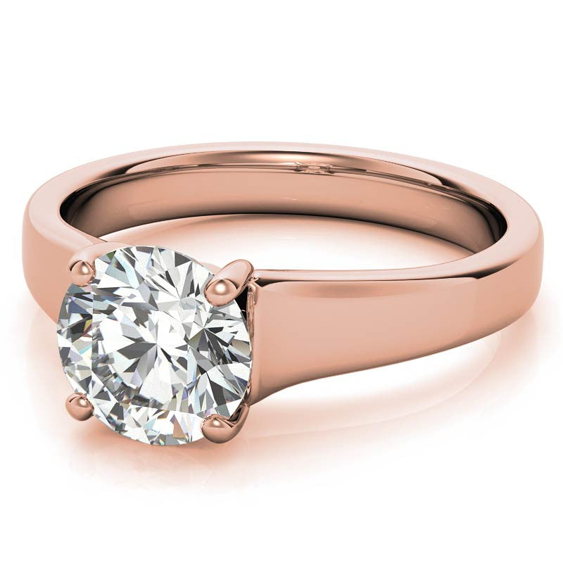 Round Brilliant Moissanite Designer Inspired Low-Set Solitaire Ring