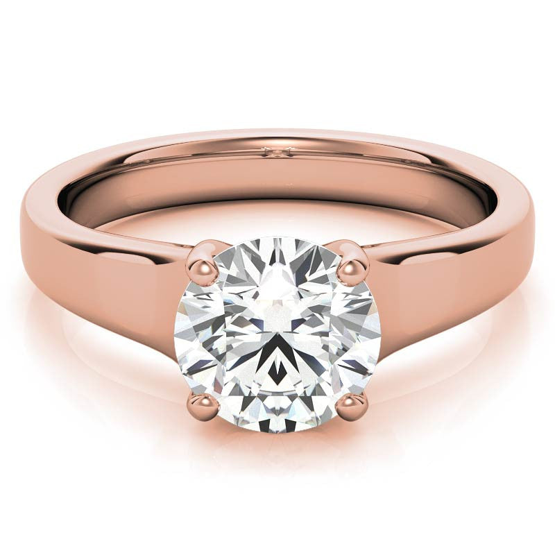 Round Brilliant Moissanite Designer Inspired Low-Set Solitaire Ring