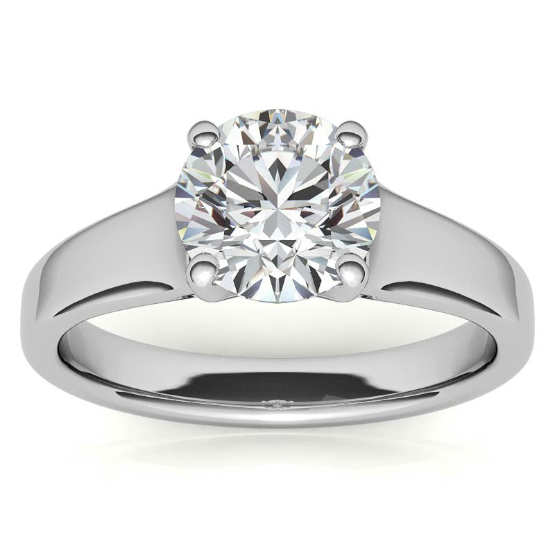 Round Brilliant Moissanite Designer Inspired Low-Set Solitaire Ring