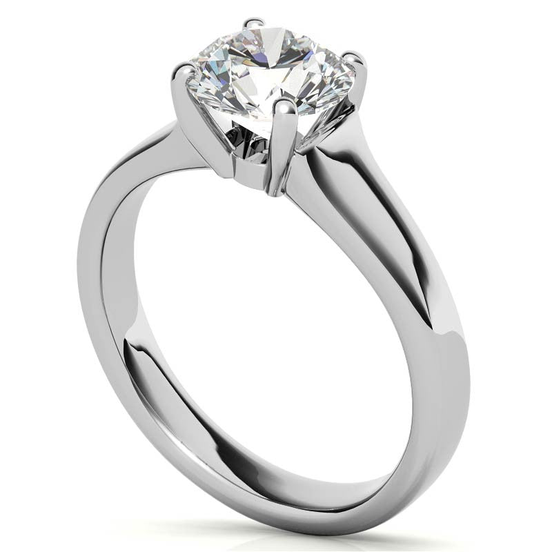 Round Brilliant Moissanite Designer Inspired Low-Set Solitaire Ring