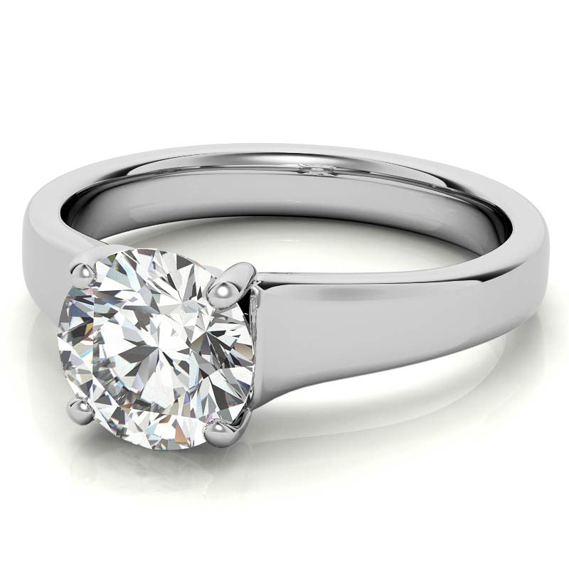 Round Brilliant Moissanite Designer Inspired Low-Set Solitaire Ring