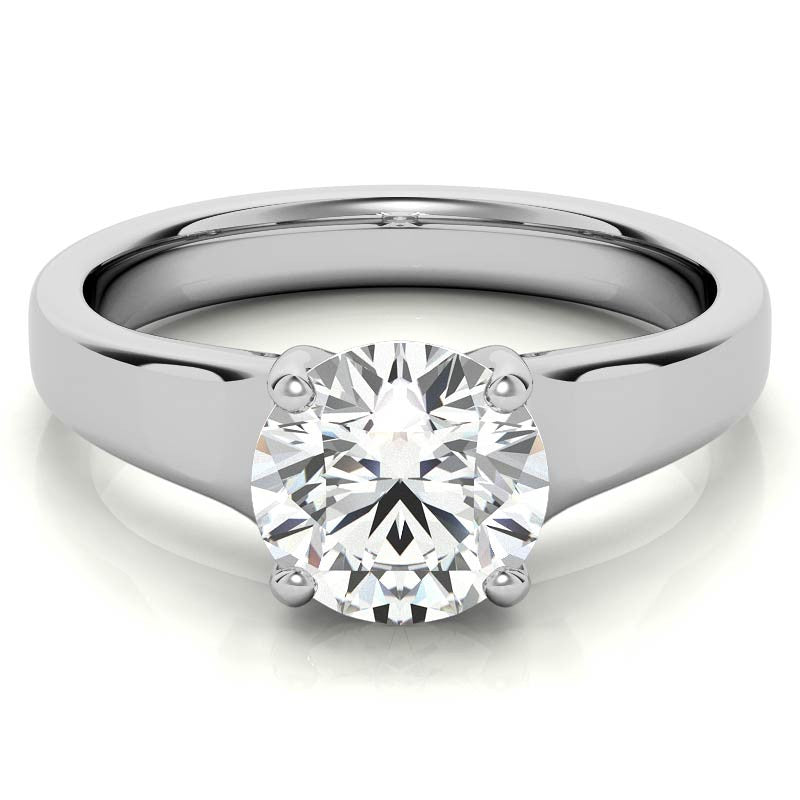 Round Brilliant Moissanite Designer Inspired Low-Set Solitaire Ring