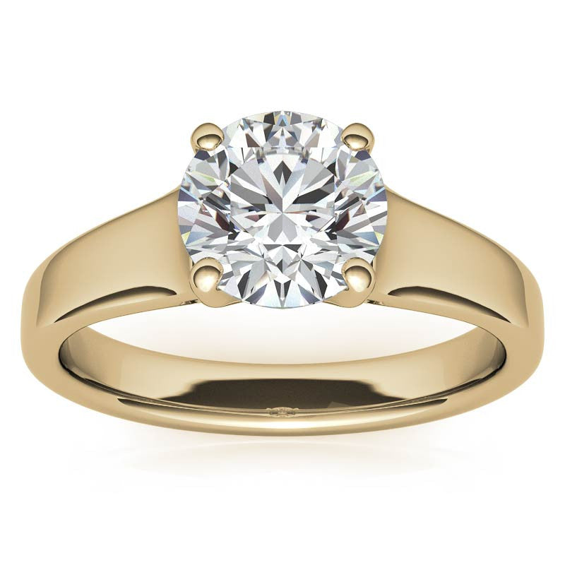 Round Brilliant Moissanite Designer Inspired Low-Set Solitaire Ring