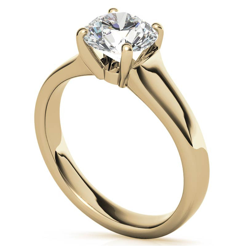 Round Brilliant Moissanite Designer Inspired Low-Set Solitaire Ring