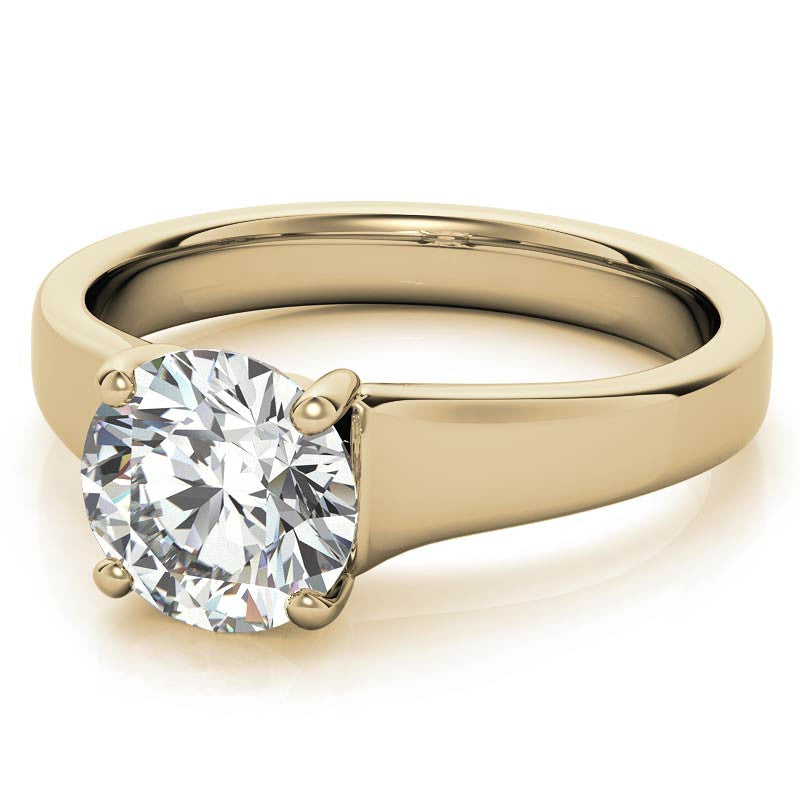 Round Brilliant Moissanite Designer Inspired Low-Set Solitaire Ring