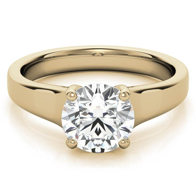 Round Brilliant Moissanite Designer Inspired Low-Set Solitaire Ring