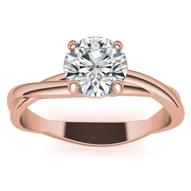 Round Brilliant Moissanite Designer Inspired Twisted Solitaire Ring
