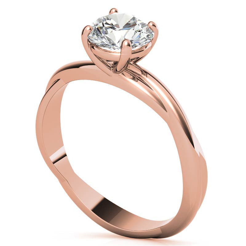 Round Brilliant Moissanite Designer Inspired Twisted Solitaire Ring