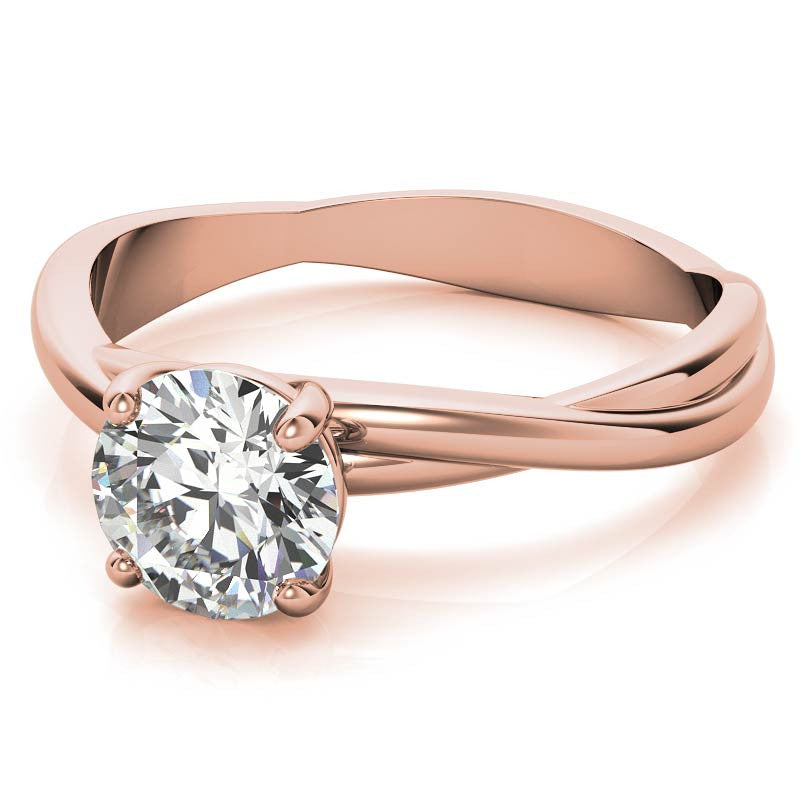 Round Brilliant Moissanite Designer Inspired Twisted Solitaire Ring