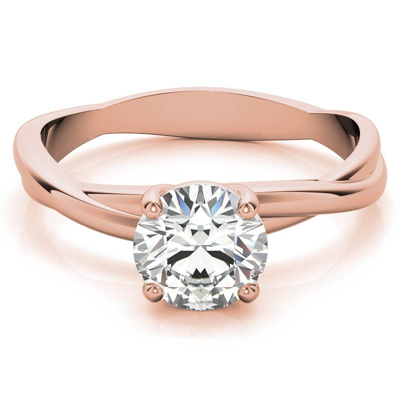 Round Brilliant Moissanite Designer Inspired Twisted Solitaire Ring