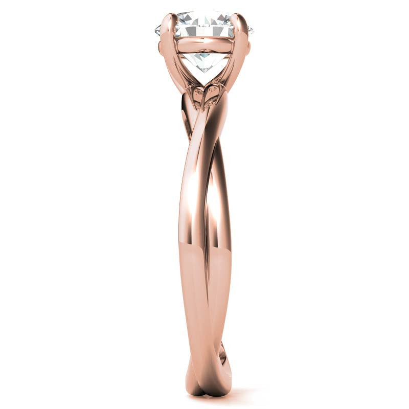Round Brilliant Moissanite Designer Inspired Twisted Solitaire Ring