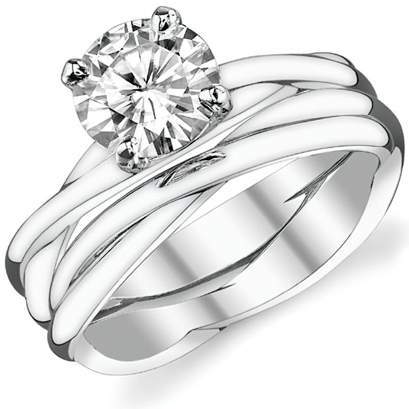 Round Brilliant Moissanite Designer Inspired Twisted Solitaire Ring