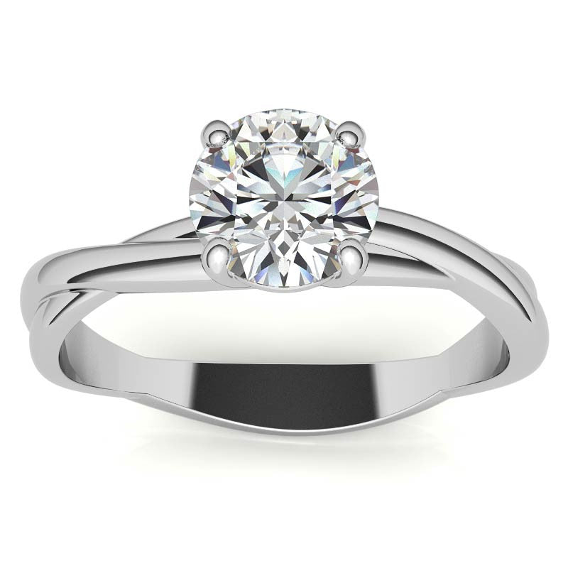 Round Brilliant Moissanite Designer Inspired Twisted Solitaire Ring