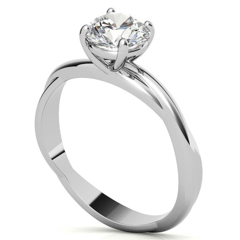 Round Brilliant Moissanite Designer Inspired Twisted Solitaire Ring