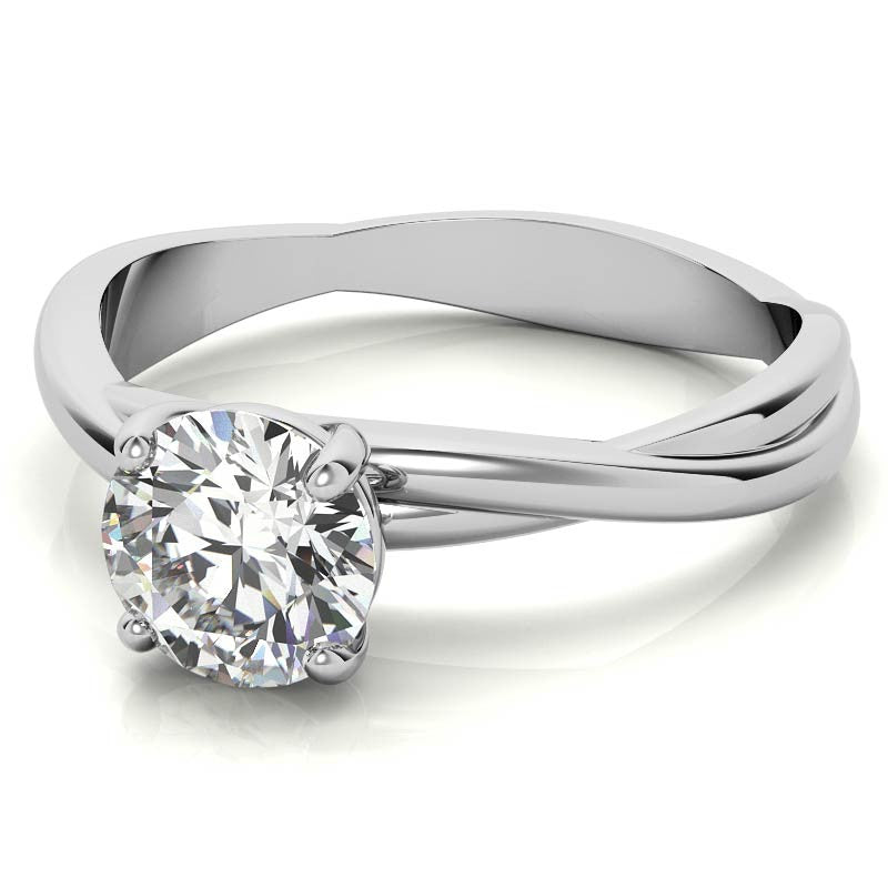 Round Brilliant Moissanite Designer Inspired Twisted Solitaire Ring