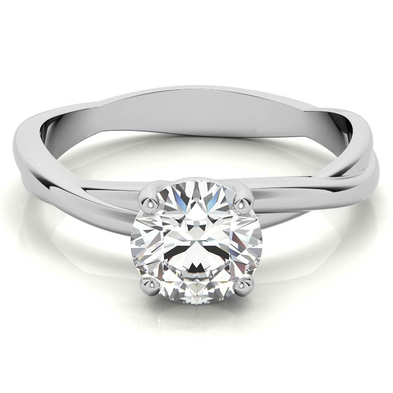 Round Brilliant Moissanite Designer Inspired Twisted Solitaire Ring