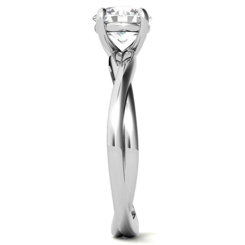 Round Brilliant Moissanite Designer Inspired Twisted Solitaire Ring