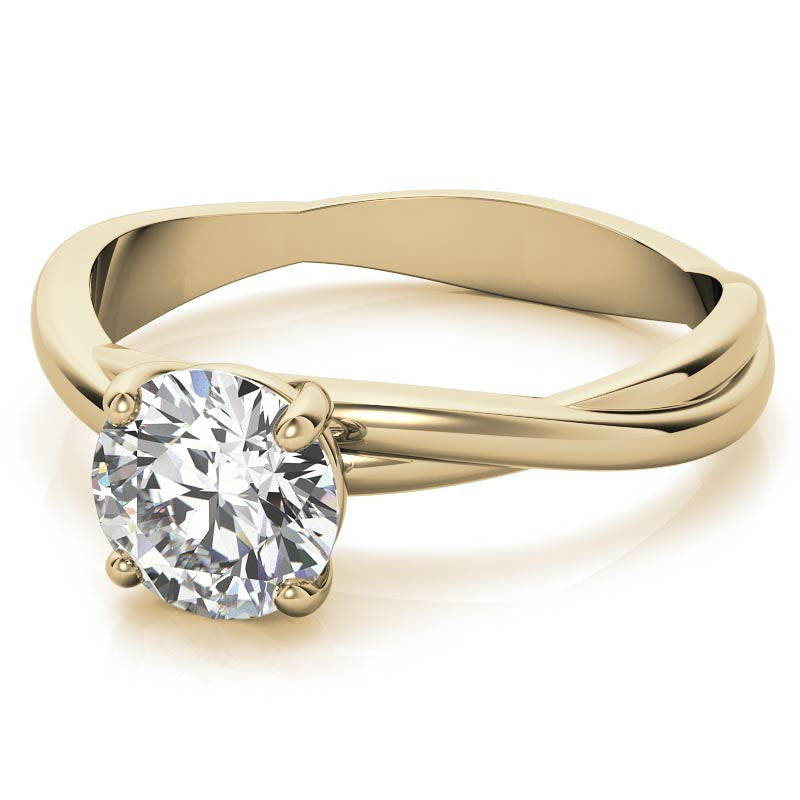 Round Brilliant Moissanite Designer Inspired Twisted Solitaire Ring