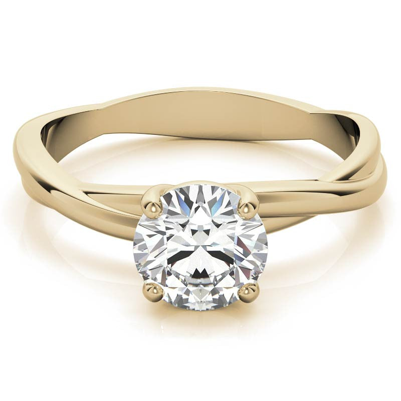 Round Brilliant Moissanite Designer Inspired Twisted Solitaire Ring