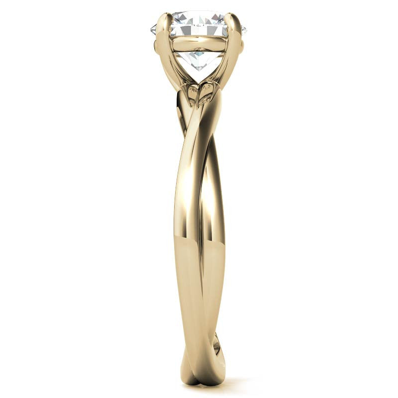 Round Brilliant Moissanite Designer Inspired Twisted Solitaire Ring