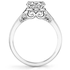 Round Brilliant Moissanite Scroll Solitaire Ring