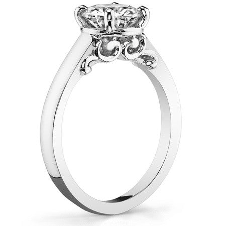 Round Brilliant Moissanite Scroll Solitaire Ring