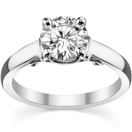 Round Brilliant Moissanite Scroll Solitaire Ring