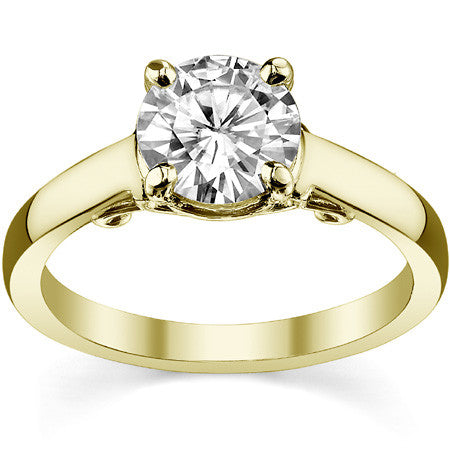 Round Brilliant Moissanite Scroll Solitaire Ring