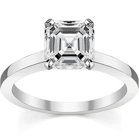 Flat Shoulder Moissanite Solitaire Ring