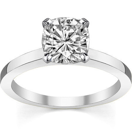 Flat Shoulder Moissanite Solitaire Ring